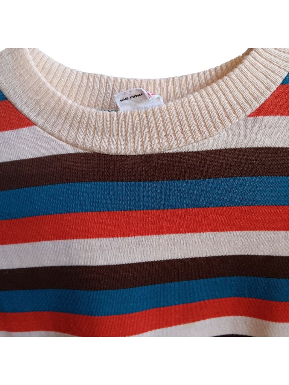 True Vintage Girls 5 T-shirt Dress Sears Striped Knit 1970's Single Stitch
